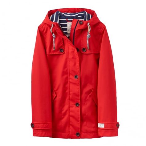 Joules Ladies Coast Waterproof Jacket - Millbry Hill Red Hooded Coat, Joules Clothing, Coat Waterproof, Rain Jacket Women, Waterproof Coat, Crew Clothing, Aesthetic Shirts, Red Coat, Waterproof Jacket