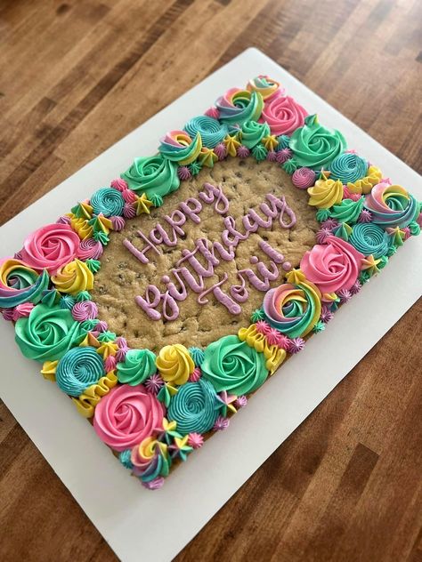 Square Birthday Cake, Cookie Cake Designs, Birthday Sheet Cakes, Cookie Cake Birthday, Giant Cookie, 16 Birthday Cake, Cute Birthday Cakes, Cake Icing, Cake Designs Birthday