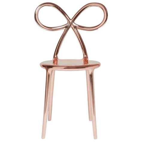 Ribbon Chair, Container Bar, Chair Metal, Iconic Chairs, Cocktail Glassware, Suspension Light, Ribbon Design, Metallic Pink, Bow Design