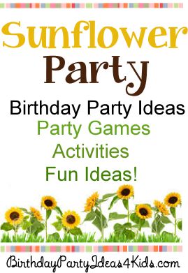 Sunflower theme birthday party ideas for kids, tweens and teens.  Games, activities and more.   http://www.birthdaypartyideas4kids.com/sunflower-party.html Sunflower Birthday Party Ideas, Sunflower Party Ideas, Sunflower Theme Birthday Party, Sunflower Theme Birthday, Sunflower Party Themes, Birthday Ideas For Teens, Sunflower Birthday Parties, Sunflower Birthday, Flower Night