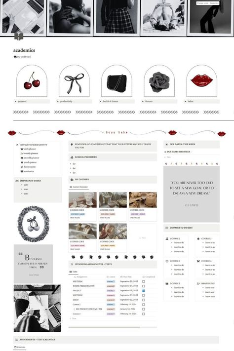 #Notion_Academic #Notion_Cover_Aesthetic #Academic_Template #Notion_Homepage Notion Template Ideas Dark, Notion Theme Ideas, Notion Layout Aesthetic, Xtiles Template Aesthetic, Notion Laptop, Notion To Do List, Academic Template, Notion Academic, School Notion