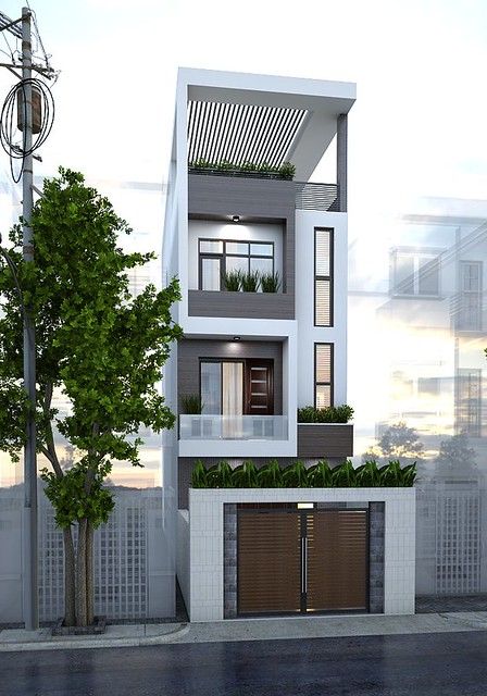 3 Storey House Design, Narrow House Designs, Home Designs Exterior, Small House Elevation, Two Story House, Small House Design Exterior, Small House Elevation Design, House Design Exterior, Narrow House