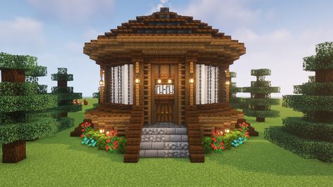 Minecraft Dark Oak Village, Dark Oak House Minecraft, Oak House Minecraft, Dark Oak Minecraft House, Minecraft Wooden House, Small Mansion, Minecraft Small House, Minecraft Base, Modern Minecraft Houses