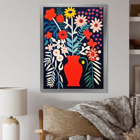 This beautiful "Retro Bouquet Wildflowers In Red Vase" Framed wall Art is printed using the highest quality fade-resistant ink on canvas. Retro Bouquet, Red Vase, Vase Wall, Owl Wall Art, Living Room Orange, Red Vases, Yellow Home Decor, Living Room Red, Pink Home Decor