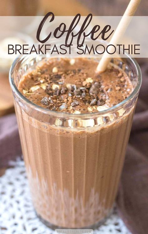 Thick and creamy, with a coffee kick, this Coffee Smoothie will surely energize you. It's packed with natural sweetness, hearty oats, and dark chocolate flavor. Coffee Breakfast Smoothie, Coffee Smoothie Recipes, Mocha Smoothie, Smoothie Recipes Healthy Breakfast, Coffee Smoothie, Smoothie Drink Recipes, Smoothie Detox, Protein Shake Recipes, Easy Smoothie Recipes