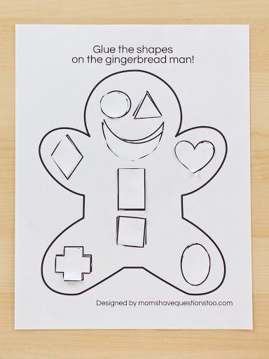 Gingerbread Cut and Paste Activity - Moms Have Questions Too Gingerbread Unit, Gingerbread Man Activities, Gingerbread Activities, December Activities, The Gingerbread Man, Gingerbread Crafts, Shapes Preschool, Winter Preschool, Diy Bricolage