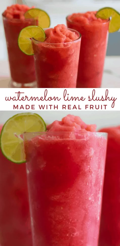 Nothing says summer like a cool slice of watermelon. This healthy watermelon slushie takes refreshing to a whole new level! Homemade slushies are easy to make and absolutely delicious.#watermelon #homeamdeslushies #healthydrinks #summerrecipes #slushyrecipe Healthy Slushies, Slushy Recipes, Watermelon Slushies, Watermelon Slushie Recipe, Slushie Recipes, Watermelon Drinks, Homemade Slushies, Watermelon Slushie, Slushie Recipe