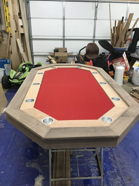 Poker Table by turnerswoodworking | SimpleCove Wood Poker Table, Homemade Poker Table, Diy Poker Table Top, Poker Table Ideas, Poker Room Ideas, Diy Poker Table, Poker Table Diy, Octagon Poker Table, Poker Table Plans