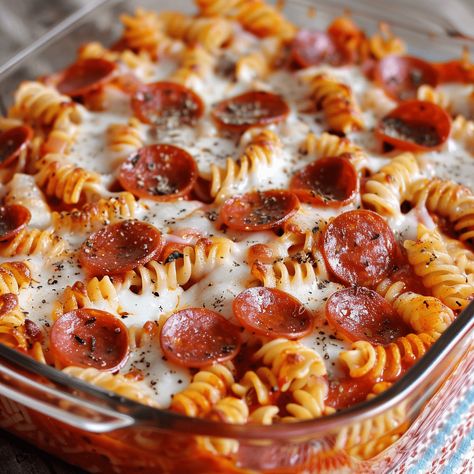 The Pepperoni Pizza Pasta Bake You'll Dream About Pizza Types, Pepperoni Pizza Pasta, Pepperoni Pasta, Pizza Pasta Bake, Baked Pasta Dishes, Beach Week, Cooking Measurements, Baked Pasta, Pizza Casserole