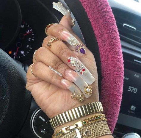 Curved Nails Acrylic Designs, Xxxl Curved Nails, Long Curved Nails Acrylics, 90s Curved Nails Long, 90s Nails Acrylic, Curved Acrylic Nails, David East, 90s Nails, Ny Nails