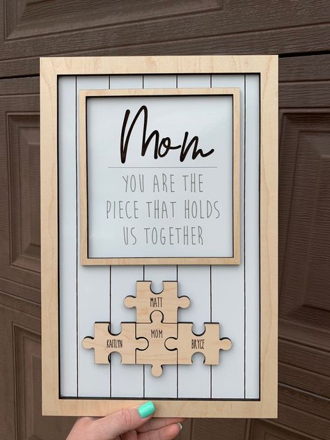 Excited to share this item from my #etsy shop: Mom You Are the Piece That Holds Us Together Mothers Day Appreciation Sign | Personalized Mothers Day Sign | Puzzle Piece Sign Puzzle Piece Crafts, Homemade Gifts For Mom, Mother's Day Projects, Signs For Mom, Mothers Day Signs, Diy Gifts For Mom, Mothers Day Decor, Piece Sign, Diy Mothers Day Gifts