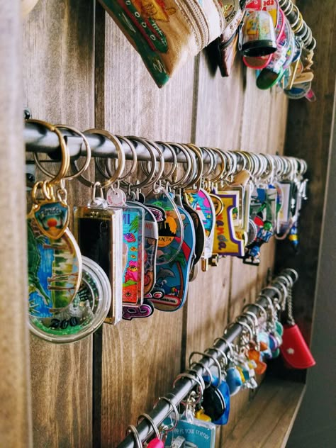 Keychain Collection Display, Pin Collection Displays, Travel Room Decor, Souvenir Display, Patches Display, Travel Room, Keychain Collection, Keychain Display, Travel Wall Decor