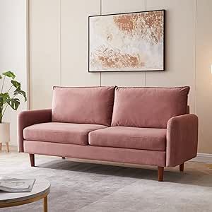 Hdxdkog Velvet Loveseat Sofa, 69'' Mid Century Modern Small Love Seats Furniture Comfy Couch for Living Room, Upholstered 2 Seater Sofa for Small Apartment (Pink) Couch Ideas For Small Spaces Cozy, Pink Couch Office, Small Pink Couch, Midcentury Modern Living Room Sofas, Living Room With Love Seat, Small Sofas For Small Spaces Living Room, Walmart Couches, Studio Apartment Sofa, Cute Couches For Bedrooms