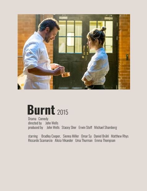 Burnt Movie, Matthews Rhys, Daniel Brühl, Emma Thompson, Alicia Vikander, Uma Thurman, Sienna Miller, Bradley Cooper, Drama