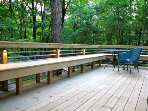 Deck Paint Colors, Deck Bench, Deck Remodel, Deck Layout, Porch Bench, Sloped Backyard, Hot Tub Backyard, Deck Paint, Built In Seating