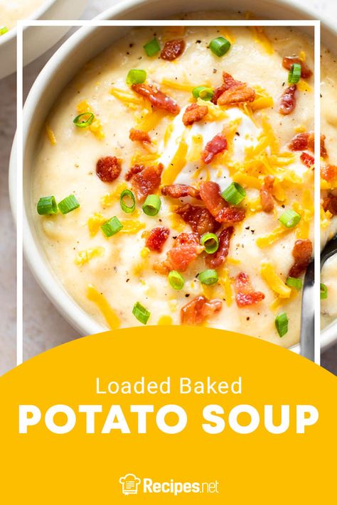 Baked Potato Soup Easy, Loaded Baked Potato Soup Recipe, Easy Baked Potato, Baked Potato Soup Recipe, Potatoes Baked, Loaded Potato Soup, Loaded Baked Potato, Loaded Baked Potato Soup, Baked Potato Soup