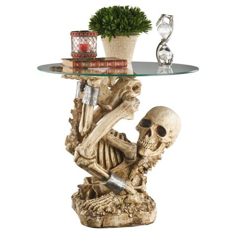 Amazon.com - Design Toscano The Contortionist Skeleton End Table Skull Furniture, Glass Top Side Table, Goth Home, Goth Home Decor, Skull Decor, Design Toscano, Gothic Decor, Gothic Home Decor, My New Room