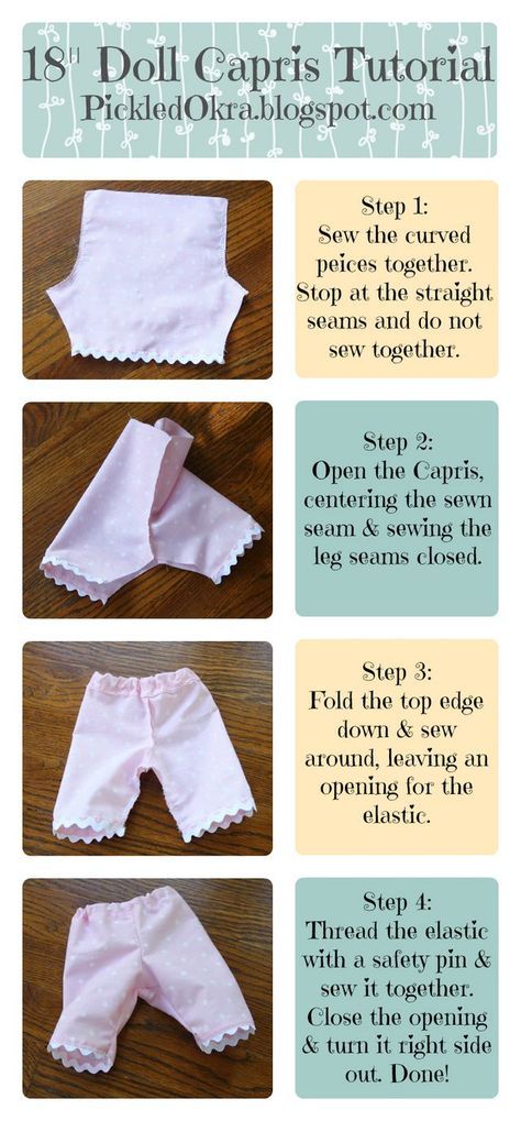 Free & Easy Pattern & Tutorial for an 18" American Girl Doll's Capri Pants | Pickled Okra: | Bloglovin’ American Girl Outfits, Sew Baby, Куклы American Girl, American Girl Patterns, Doll Clothes Patterns Free, American Girl Doll Patterns, American Girl Doll Clothes Patterns, Sewing Doll Clothes, Trendy Sewing