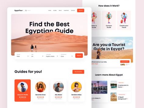 Wireframe Sketch, Css Cheat Sheet, Contact Us Page Design, Egypt Tourism, Tourism Website, Egypt Travel, Travel Website, User Interface Design, Landing Page Design