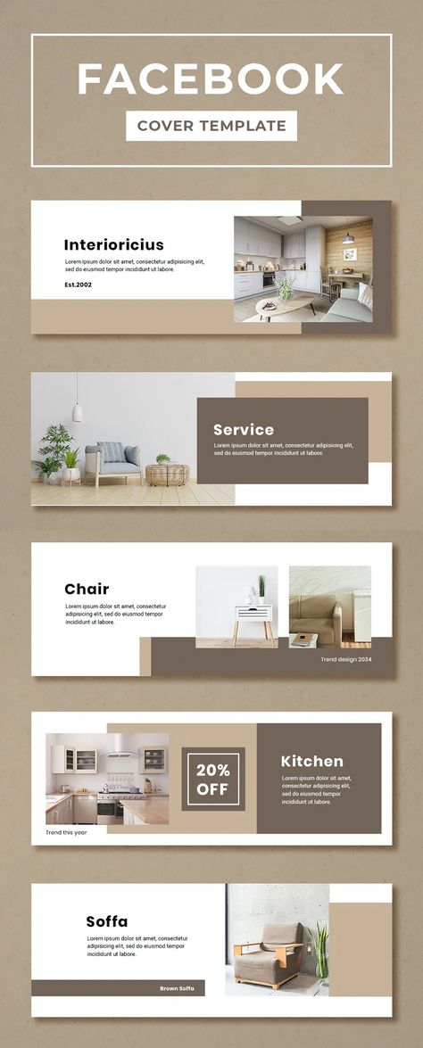 Interior Design Banner Ideas, Interior Design Facebook Cover, Interior Design Banner Ads, Furniture Facebook Cover Design, Furniture Banner Design Layout, Web Cover Design, Banner Furniture Design, Facebook Banner Design Inspiration, Social Media Banner Design Templates