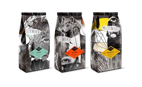 28 Packaging Designs That Feature Collage-Style Graphics | Dieline - Design, Branding & Packaging Inspiration Secondary Packaging, Coffee Bags, Collage Style, Tea Packaging, Coffee Packaging, Coffee Branding, Collage Design, Design Coffee, Contemporary Crafts