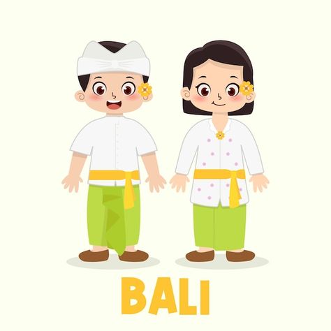 Bali Traditional Clothes, Poster Tarian, Indonesian Clothes, Tari Tradisional, Indonesian Clothing, Book Illustration Layout, Smart Box, Worksheets For Kids, Design Reference