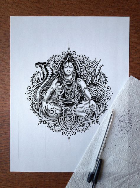 Lord Shiva Sketch Pencil, Shiva Doodle, Kali Tattoo, Lord Shiva Sketch, Shiva Sketch, Tatuagem Masculina Pequena, Pen Art Work, Shiva Tattoo Design, Boho Art Drawings