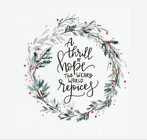 Christmas Handlettering Quotes, Christmas Hand Lettering Ideas, Mistletoe Doodle, Christmas Handlettering, Christian Hand Lettering, Inspirational Christmas Message, A Thrill Of Hope, Thrill Of Hope, Christmas Verses