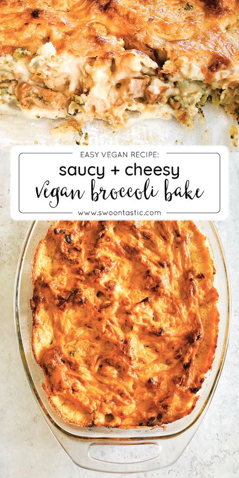 Wfpb Casserole, Vegan Broccoli Recipes, Broccoli Cauliflower Bake, Vegan Casseroles, Cauliflower Bake, Vegan Broccoli, Pantry Recipes, Vegan Casserole, Broccoli Bake