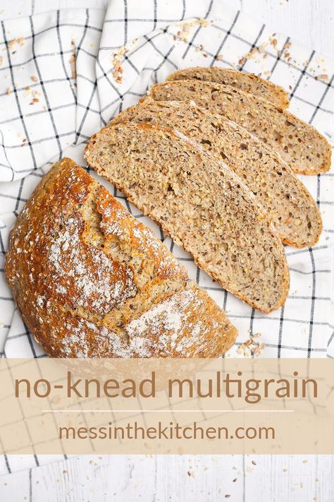 Anyone can feel like a pro baker with my easy No Knead Multigrain Bread! Simply mix, let the dough have a nice, long rise, and bake to perfection. Crusty on the outside and soft on the outside. Packed with nutritious whole grains, it’ll feel like such a treat to be eating well! Multigrain Bread Recipe, Multigrain Bread, Healthy Bread Recipes, Grain Bread, Savory Pastry, Healthy Bread, Whole Grains, No Knead, Food Favorites