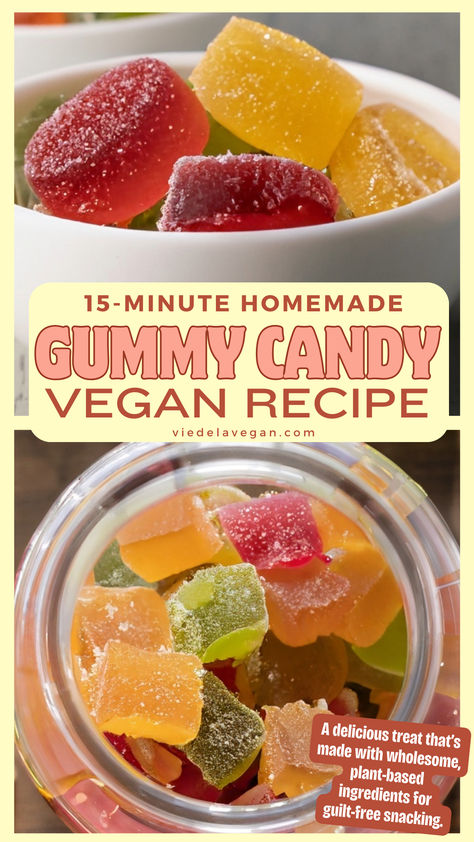 Vegan Gummy Candy Recipe Vegan Gummies Recipe, Gelatin Gummy Recipes, Unflavored Gelatin Recipes, Homemade Gummy Candy, Gummy Candy Recipe, Gummy Recipe, Raw Meal, Homemade Gummies, Quinoa Sweet Potato