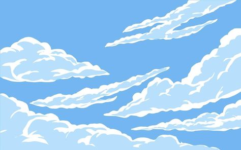 Clouds and Blue Sky Illustration Sky Illustration Cloud, Cloudy Sky Illustration, Blue Sky Drawing, Animated Sky, Sky Animation, Atmosphere Drawing, Blue Sky Illustration, Blue Sky Landscape, Clouds Illustration