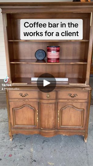 26K views · 107 reactions | This cabinet is in the works of becoming a coffee bar for a client #custom #woodworking #wood #tools #behr #coffeebar #coffeeaddict #furnitureflip #furnituremakeover #furniture #paintedfurniture #beforeandafter #repurpose #repurposedfurniture #diy | Rosie's Rustics | Rosie's Rustics · Original audio Coffee Bar Ideas For Small Spaces, Repurposed Coffee Bar, Diy Coffee Bar Cabinet, Coffee Cabinet, Diy Coffee Bar, Wood Tools, Woodworking Wood, Custom Woodworking, Bar Cabinet