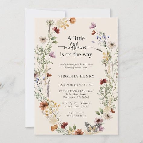 Boho Wildflower Baby Shower Invitation Bridal Luncheon Invitations, Fall In Love Bridal Shower, Boho Birthday Party, Floral Birthday Invitations, Wildflower Wedding Invitations, Boho Wildflower, Wildflower Baby Shower, Bridal Brunch Invitations, Boho Baby Shower Invitations