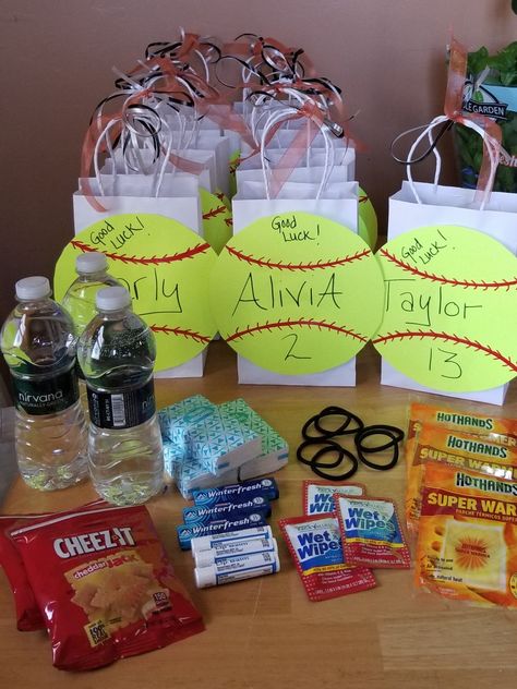 End Of The Year Softball Party Ideas, Softball Goodie Bags, Softball Team Mom, Travel Softball, Softball Ideas, Softball Party, Team Snacks, Softball Pitcher, Softball Stuff