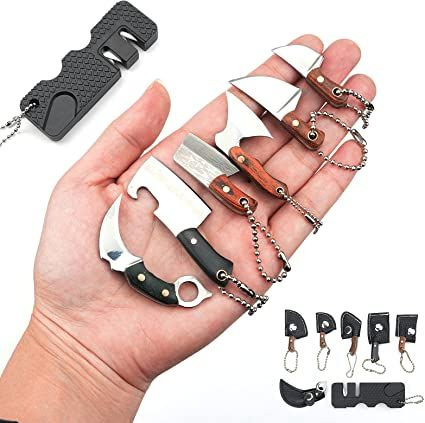 Amazon.com: BeautyChen Mini Knife Set Tiny Knives with Sheaths Chef Knife EDC Knives Bottle Opener Keychains Small Knife Cleaver Mini Pocket Knife with Sharpener-Set of 7 : Tools & Home Improvement Cute Pocket Knife, Keychain Knife, Tiny Knife, Bottle Necklace Diy, Mini Pocket Knife, Damascus Pocket Knife, Multi Function Pocket Knife, Chef Knife Set, Mens Tools