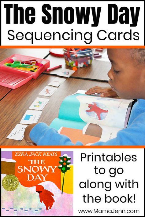 Get printable sequencing cards to go along with the book "The Snowy Day" by Ezra Jack Keats. The Snowy Day Activities, Snowy Day Activities, The Snowy Day Book, January Kindergarten, The Snowy Day, Winter Theme Preschool, Ezra Jack Keats, Literacy Activities Preschool, Preschool Winter