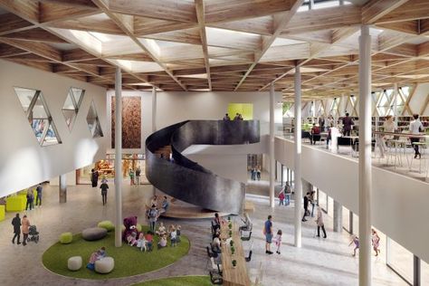 BC: Clayton Community Centre will be Canada's biggest Passive House project yet Community Space Design, Atrium Design, Community Housing, Community Halls, Community Centre, Community Living, Community Space, Social Space, Passive House