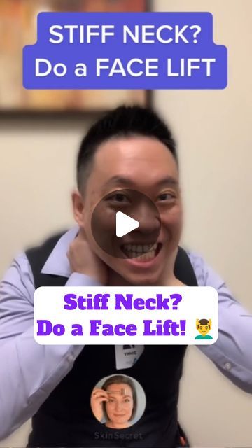 Achieve Integrative Health on Instagram: "Stiff Neck? Do a Face Lift! 💆‍♂️  If you're suffering from a stiff neck—often caused by long hours of working from home—here's a quick tip to relieve it without even touching your neck!  The problem could be coming from the front of your neck. When the muscles here get tight, they pull your neck forward, causing stiffness. The solution? A "Facelift" Technique to relax the fascia (connective tissue) and release tension:  1️⃣ Rub your fist along the front of your neck and up to your face. 2️⃣ Pinch and elongate the skin around your neck to relax the tight fascia. 3️⃣ Gently pinch your face to boost circulation and further relax tension.  Do this twice a day—once after lunch and once after work—and move your neck around afterward. You’ll feel a huge Stiff Neck Relief Massage, Neck Sprain, Stiff Neck Relief, Health Schedule, Boost Circulation, Neck Exercises, Release Tension, Stiff Neck, Connective Tissue