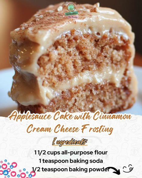 Applesauce Cake With Cinnamon Cream Cheese, Applesauce Cake With Cream Cheese Frosting, Applesauce Cake With Cinnamon Cream Cheese Frosting, Recipe Using Applesauce, Baking Deserts, Applesauce Recipes, Fall Yummies, Spiced Applesauce, Jar Desserts