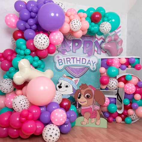 Paw Patrol Balloon Garland, Skye Birthday Party Paw Patrol, Girl Paw Patrol Party, Skye Paw Patrol Cake, Pink Paw Patrol, Skye Birthday Party, Skye Paw Patrol Party, Paw Patrol Skye Birthday, Paw Patrol Party Supplies