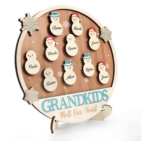 PRICES MAY VARY. ❤️Why choose our Snowman Name Sign? ——A unique and loving artwork that shows the warmest love to grandparents from grandkids. Always remind grandma and grandpa that there is a group of grandchildren who have always been there, love them, and don't feel alone. 🎁Best Gift For Grandma——As a special and meaningful gift to your grandparents. This Grandkids Name Reminder is undoubtedly the sweetest gift for the parents all over the world. Perfect for Mother's day, Winter Holiday and Cute Diy Christmas Gifts For Family, Christmas Gifts From Kids To Grandma, Diy Christmas Gift For Grandma, Laser Christmas Decorations, Gift Ideas For Parents Christmas, Grandparent Christmas Gift Ideas, Great Grandparent Gifts, Grandparent Christmas Gifts, Crafty Christmas Gift Ideas