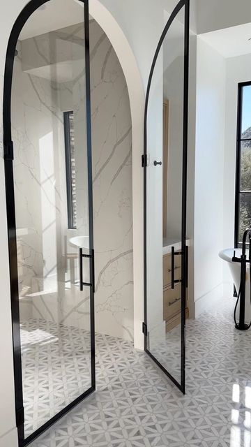 Arch Glass Shower Door, Iron Shower Doors, Arched Glass Shower Doors, Double Shower Doors, Curved Shower Door, Arch Shower Door, Arched Shower Door, Arched Shower Opening, California Homestead