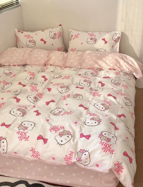 Cama Da Hello Kitty, Hello Kitty Room Decor, Hello Kitty Bedroom, Hello Kitty Bed, Images Hello Kitty, Hello Kitty Rooms, Hello Kitty Clothes, Girly Room, Room Deco