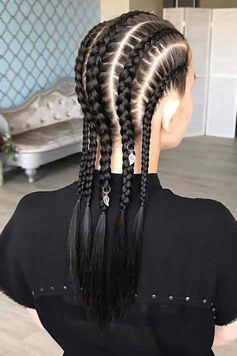 Braids On Head Hairstyles, Six Braids Hairstyle, Brads Hair Styles, Braids With Rings, Wedding Ponytail Hairstyles, Boho Hair Wrap, Haircut Selfie, Trendy We Fryzurach, Inspired Hairstyles