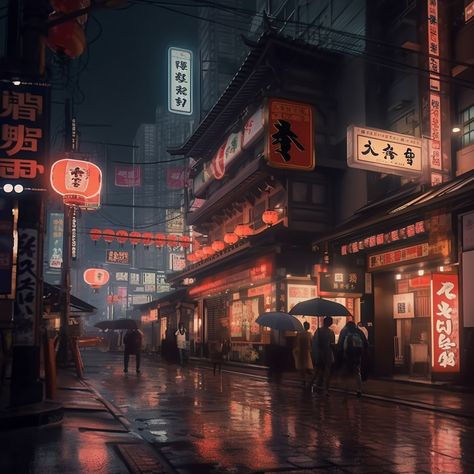 Rp Starters, Everyday Aesthetic, Neo Tokyo, Cyberpunk City, Cyberpunk Style, City Aesthetic, Scenery Wallpaper, Color Theory, Rainy Day