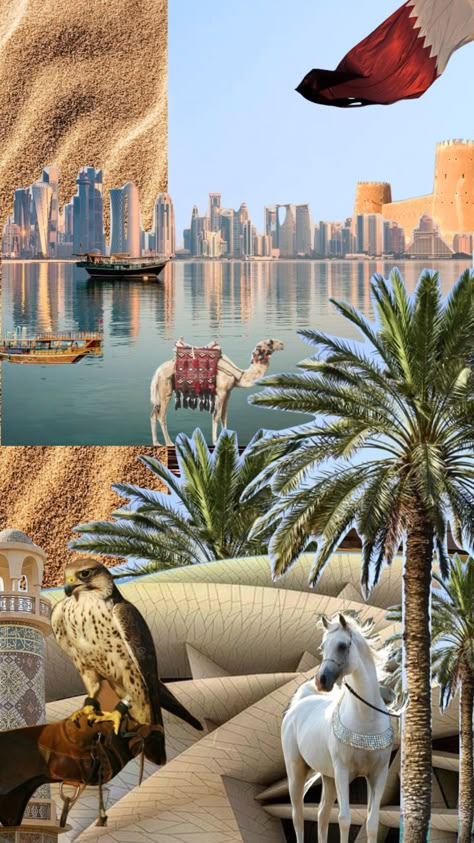 Uae Flag Aesthetic, Qatar National Day, Beach Sketches, Icon Photography, Qatar Travel, Funny Flowers, City Collage, Picture Pink, الفن الرقمي