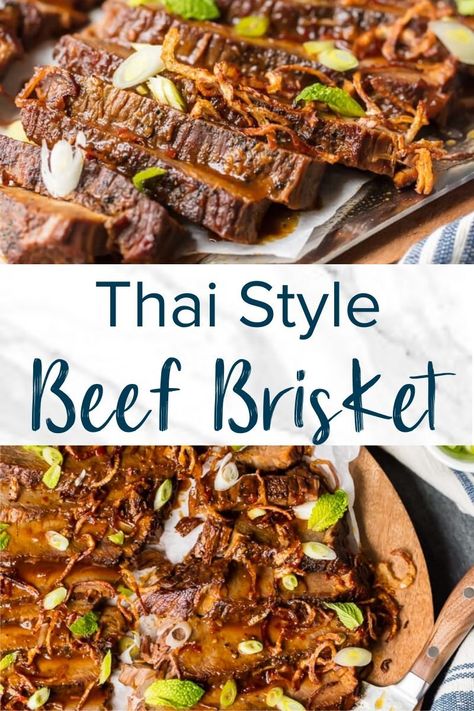 Pressure cooker beef brisket is so tender and flavorful! Made in under 2 hours, this Instant Pot brisket recipe has a delicious Thai marinade. It's an amazing take on the classic beef brisket. #instantpotrecipe #Thaimarinade #beefbrisket #easterrecipe #pressurecookerbrisket #beefrecipe Asian Brisket, Instant Pot Brisket Recipe, Pressure Cooker Brisket, Thai Marinade, Instant Pot Brisket, Pressure Cooker Beef, Brisket Recipe, Beef Brisket Recipes, Healthy Recipes Clean