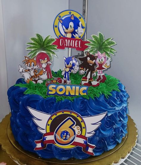 Sonic And Friends Cake, Sonic Birthday Cake, Bolo Sonic, Sonic Cake, Sonic Dash, Sonic Party, Hedgehog Birthday, Prince Birthday, Sonic Birthday