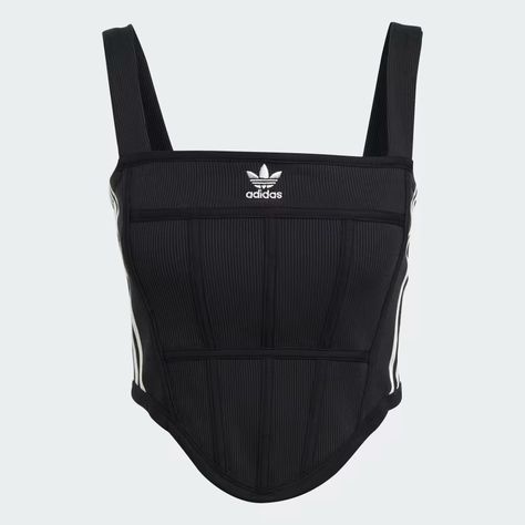 adidas Rib Corset Tank Top - Black | Women's Lifestyle | adidas US Rib Corset, Adidas Clothes, Corset Tank Top, Adidas Outfit Women, Drippy Fits, Black Tank Top Women, E Girl Outfits, Dr Closet, Adidas Outfit